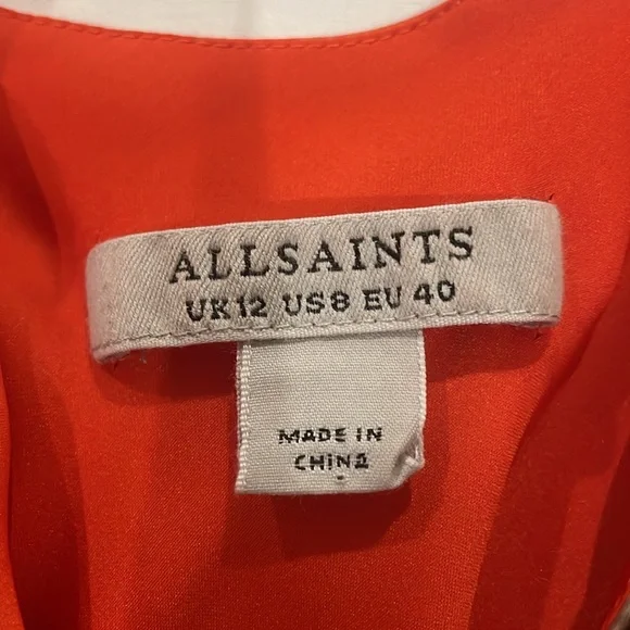 All saints beautiful orange asymmetrical floral dress size 8 - Picture 5 of 5